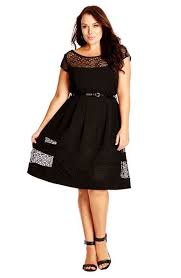 Free Shipping And Returns On City Chic Fit Flare Dress With Delicate Lace Insets At Nordstrom Com The Peekaboo Sheerness Of T Plus Size Cocktail Dresses Flare Dress Plus Size Outfits