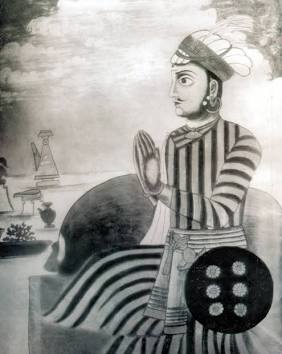 The portrait style of the final Malla kings of the Kathmandu Valley, AI generated