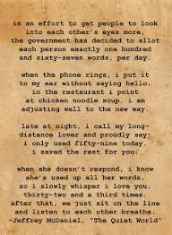 Poem Jeffrey Mcdaniel The Quiet World Poem Quotes Words Poems