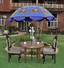 Indian Elephant Garden Parasol Hand Embroidered Cotton Outdoor Sunshade Umbrella Outdoor Sun Shade Garden Parasols Large Patio Umbrellas