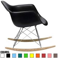 Amazonsmile 2xhome Black Mid Century Modern Molded Shell Designer Plastic Rocking Chair Chairs Armchair Rocking Chair Plastic Rocking Chair White Eames Chair