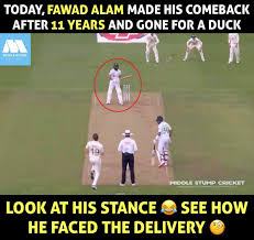 Kemar roach to fawad alam, good length and outside off. Middle Stump Cricket Watch Video Bit Ly 3anvpwt Duck For Fawad Alam In His Comeback Match Facebook