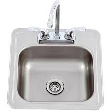 Outdoor kitchen sinks, especially those with cover are an essential item for such people who love operating from outside, or you just have a makeshift place. Lion 15 X 15 Outdoor Rated Stainless Steel Sink With Hot Cold Faucet Bbqguys Outdoor Kitchen Sink Outdoor Kitchen Bar Faucet
