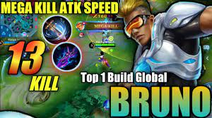 13 Kills!! Bruno Mega Kill Attack Speed Build | Bruno Top 1 Build Global -  MLBB - YouTube