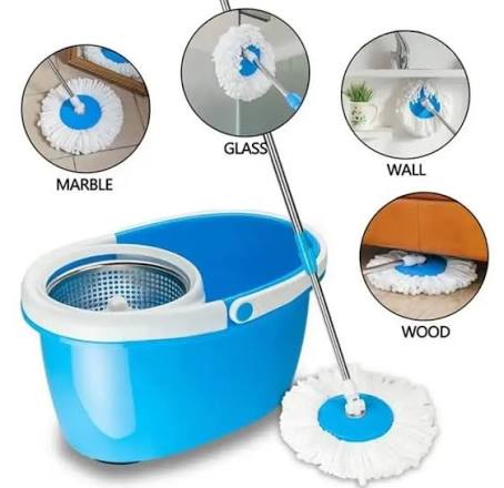 Easy Spin Magical Mop Set with Steel Bucket | 360 Degree Rotating Microfiber Mop Head | Home & Office Floor Cleaning Tool — Buy Online at Best Price in Pakistan on FlipcartPK