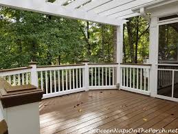 I have been loving all the pictures of everyone's fall decor and thought i would post a few pictures of our front porch. How Did Those Brown Deck Railings Hold Up This Winter An Update Between Naps On The Porch