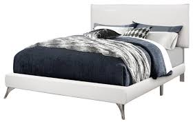 Transform the look of your bedroom by updating possibly the most important furniture in the space, letting you create a grand feel or a serene retreat. Monarch Faux Leather Upholstered Queen Panel Bed In White And Chrome Contemporary Panel Beds By Buildcom Houzz