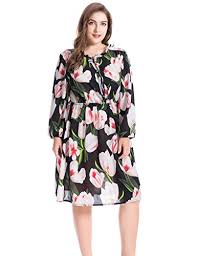 chicwe womens lily printed ruffled collar plus size dress with split neckline black lily 4x