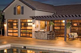 Love The Idea Of Using Garage Doors On The Pool House Check Out The Clopay Avante Collection Aluminum And Glas Pool House Designs Glass Garage Door Pool House