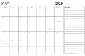 Editable May 2019 Holidays Calendar Template May2019 2019calendar 2019holidays Calendar Printables Calendar Template Calendar Word