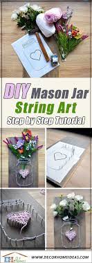 Mason Jar String Art Step By Step Tutorial Free Template Decor Home Ideas