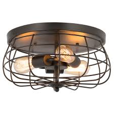 Led ceiling down light panel dimmable living room bedrooom kitchen lamp square. 15 Industrial 3 Light Cage Flush Mount Ceiling Light Oil Rubbed Bronze Finish Walmart Com Walmart Com