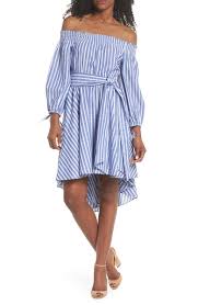 Free Shipping And Returns On Eliza J Off The Shoulder Tie Waist Dress At Nordstrom Com A Sweetly Smocked Neckli Tie Waist Dress Dresses Dress For Petite Women