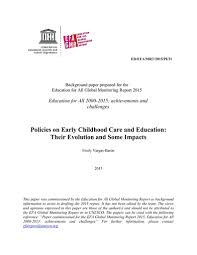 Policies On Early Childhood Care And Education Their Evolution And Some Impacts Unesco Digital Library