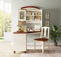 Vintage Leaning Brown Wood Corner Computer Desk With ...