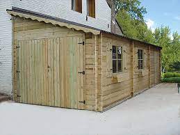 Houten Aanbouw Garage Garage Adosse En Bois Huis Buitenkant Buitenkant Huis Tuinhuizen