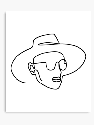 Abstract Man Wearing Hat Glasses One Line Drawing Products Line Drawing Line Art Drawings Drawings