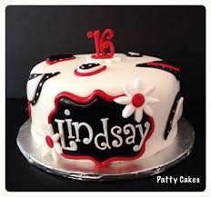 Black And White Birthday Cake For Girls Pin By Patty Cakes On Patty Cakes Cakes Cookies Treats Red Birthday Cakes 16th Birthday Cake For Girls Girl Cakes