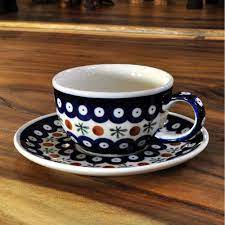 Bunzlau Ceramic Coffee Cup And Saucer 0 21 Liter Decor 41
