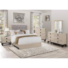The glamorous refino bedroom features a showstopping button tufted upholstered bed with mirror accents. Bedroom Sets Whiting 1524 1 9 5 Pc Queen Bedroom Set At Furniture To Go