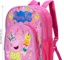 William Lamb Peppa Pig - Zaino per bambini di alta qualità, per la scuola,  da viaggio, con tasca laterale in rete e tasca frontale con cerniera, ...