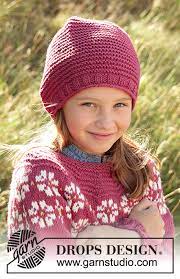 Download red heart ribbed knit beanie free pattern. Daisy Delight Hat Drops Children 34 6 Free Knitting Patterns By Drops Design