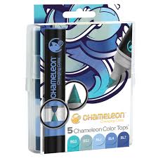 Julia with chameleon pens shares a great tutorial on how to blend with chameleon pens. Chameleon Color Tops Set Of 5 Assorted Blue Cult Pens