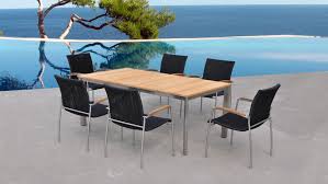 Salon de jardin de qualité. Table De Jardin Design En Teck Haut De Gamme Avec Chaises 6 Places