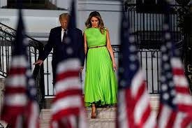 Rnc 2020 Melania Trump In Lime Green Valentino Gown In 2020 Green Gown Lime Green Dress Melania Trump