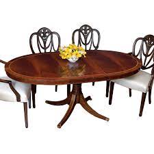 Infinity luxurious 9pc italian mappa burl inlay mahogany & gold leaf 8ft dining room table w/ 8 chairs dining room set. Mahogany Oval Dining Table And Heart Shield Back Chairs Dining Tables Tables Furniture Scullyandscully Com