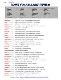 Roman Vocabulary Worksheet Ancient Rome Review Vocabulary Worksheets Ancient Rome Vocabulary