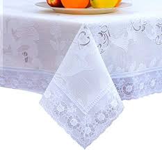 ditao white waterproof vinyl lace tablecloth rectangle easy wipe table cloth for party wedding 54 x 72 inch in 2021 lace tablecloth waterproof vinyl table cloth
