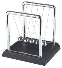 Newtons Cradle Kinetic Energy Physics 4 5 Inces Tall On Black Base Newton S Cradle Desk Toys Science Kits