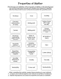 This page contains a collection of printable materials for teaching students about states of matter (solid, liquid, gas). 35 Physical Properties Of Matter Worksheet Worksheet Project List