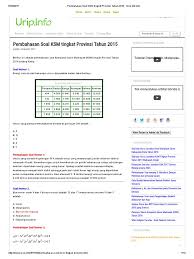 Download soal dan kunci jawaban ksm 2018 kompetisi sains madrasah tingkat kabupaten kota beberapa waktu yang lalu di tahun 2018 pelaksanaan kompetisi sains madrasah atau biasa disebut ksm tingkat kabupaten kota sudah selesai dilaksanakan. Pembahasan Soal Ksm Tingkat Provinsi Tahun 2015 Urip Dot Info