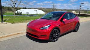 The interior of model y is simple and clean. Review 2020 Tesla Model Y Performance Road Test