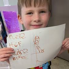 Henry our youngest "helper" (possibly more a hindrance but he tries) has  been busy making little signs for our tables. For those of you who may not  be able to read the