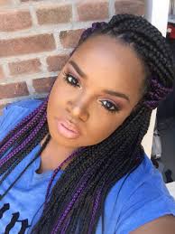 Black Box Braids With Color Colored Box Braids Purple And Black Black Box Braids Purple Box Braids Box Braids Hairstyles