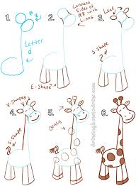 First we'll start by drawing the head. Big Guide To Drawing Cartoon Giraffes With Basic Shapes For Kids How To Draw Step By Step Drawing Tutorials