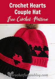 Crochet Hearts Couple Hat Free Pattern Crochet Hat Pattern Crochet Crochet Heart