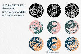 Download Doodle Yin Yang Mandala Set Svg Graphics Crella