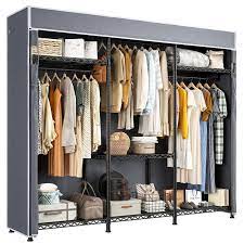 Amazon.com: Raybee Heavy Duty Clothes Rack with Cover Loads 795 LBS  Clothing Racks for Hanging Clothes Metal Clothes Rack Free Standing &  Portable Closet Wire Garment Rack 56