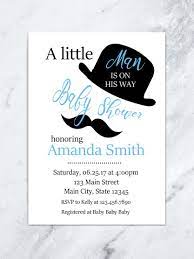 Mustache Baby Shower Invitation Little Man Is On His Way Blue Baby Boy Shower Digital File Tda Party On Paper