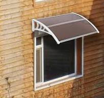 Veryke Window Awning Front Door Door Patio Canopy w/ Aluminum Frame, Brown  & White