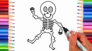See more ideas about coloring pages, halloween coloring, halloween coloring pages. How To Draw A Skeleton Halloween Coloring Pages For Kids Learn To Draw Youtube