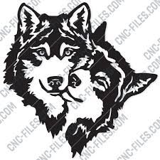 Two Wolves Design File Eps Ai Svg Dxf Cdr Cnc Files Free Dxf File Downlads Cuttable Designs Cnc Cut Ready Diy Home Decor