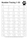 Free Printable Simple 1-50 Number Tracing Worksheet · InkPx