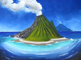 Volcano Volcano Drawing Island Art Natural Disasters Art