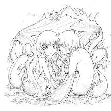 Ink Work Manga Coloring Book Mermaid Coloring Pages Camilla D Errico