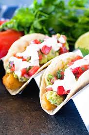 Form an assembly line with the flour, whisked eggs and panko breadcrumbs in separate shallow bowls. Fish Stick Tacos Julie S Eats Treats